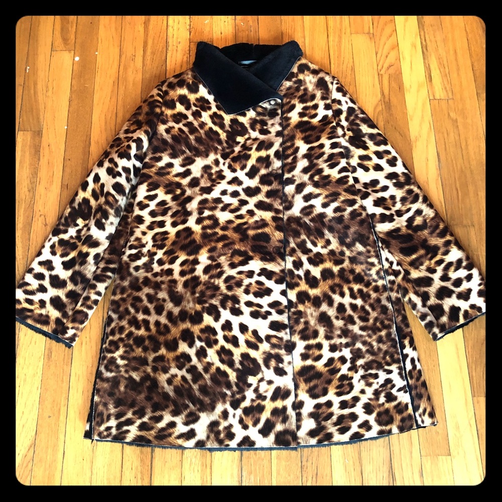 Faux Leopard Print Coat